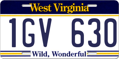 WV license plate 1GV630