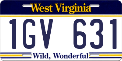 WV license plate 1GV631
