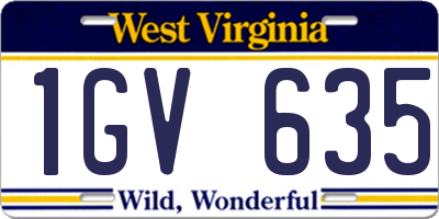 WV license plate 1GV635