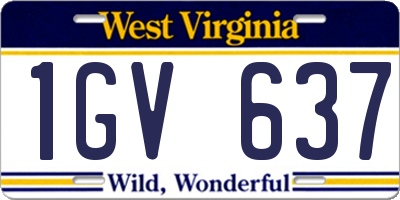 WV license plate 1GV637