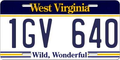 WV license plate 1GV640