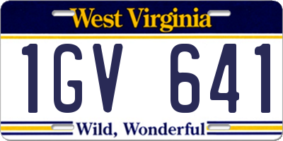 WV license plate 1GV641