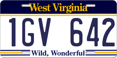 WV license plate 1GV642