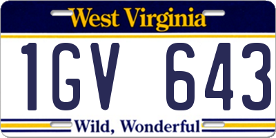 WV license plate 1GV643
