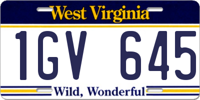 WV license plate 1GV645