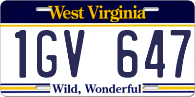 WV license plate 1GV647