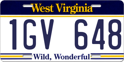 WV license plate 1GV648