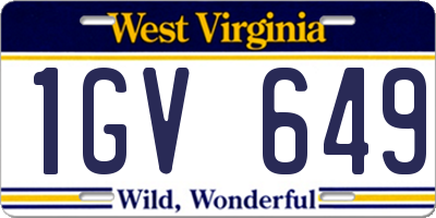 WV license plate 1GV649