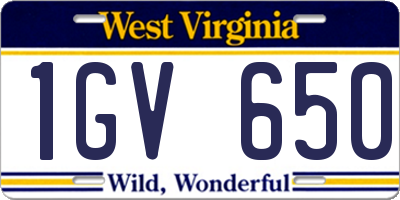 WV license plate 1GV650