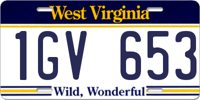 WV license plate 1GV653
