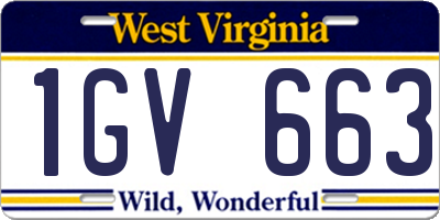 WV license plate 1GV663