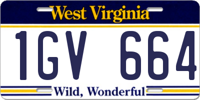 WV license plate 1GV664