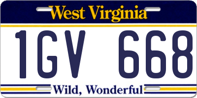 WV license plate 1GV668