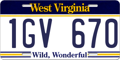 WV license plate 1GV670