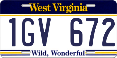 WV license plate 1GV672