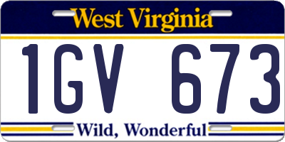 WV license plate 1GV673