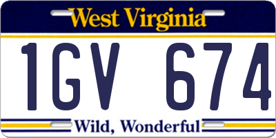 WV license plate 1GV674
