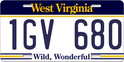 WV license plate 1GV680