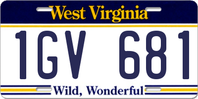 WV license plate 1GV681