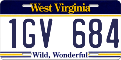 WV license plate 1GV684