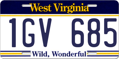 WV license plate 1GV685