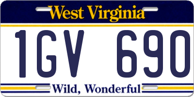 WV license plate 1GV690