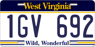 WV license plate 1GV692