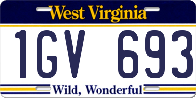WV license plate 1GV693