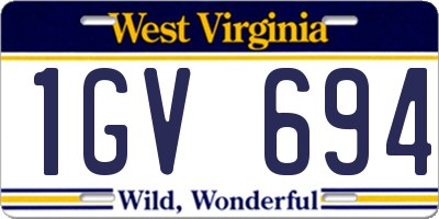 WV license plate 1GV694
