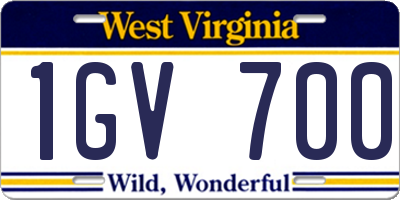 WV license plate 1GV700