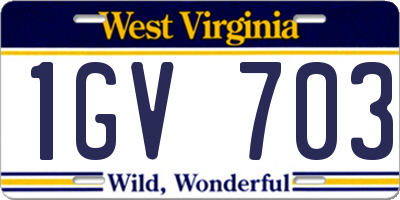 WV license plate 1GV703