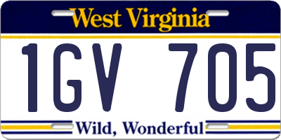 WV license plate 1GV705