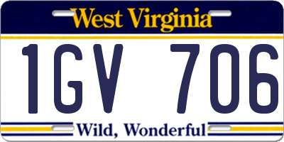 WV license plate 1GV706