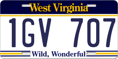 WV license plate 1GV707
