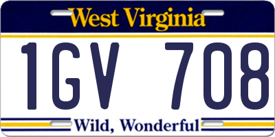 WV license plate 1GV708