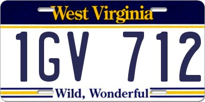 WV license plate 1GV712