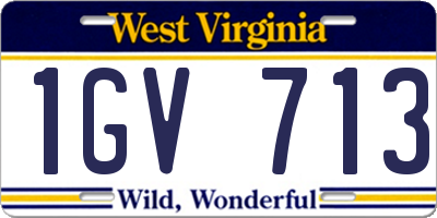 WV license plate 1GV713
