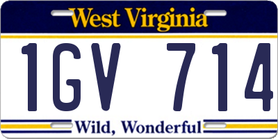 WV license plate 1GV714