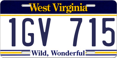 WV license plate 1GV715