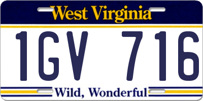 WV license plate 1GV716