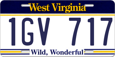 WV license plate 1GV717