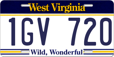 WV license plate 1GV720