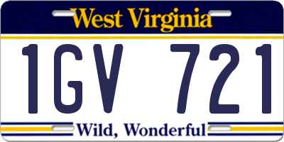 WV license plate 1GV721