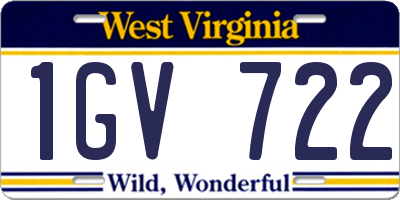 WV license plate 1GV722