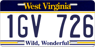 WV license plate 1GV726
