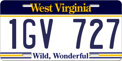 WV license plate 1GV727