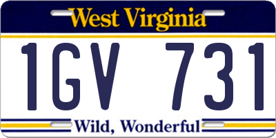 WV license plate 1GV731