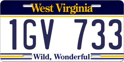 WV license plate 1GV733