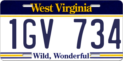 WV license plate 1GV734