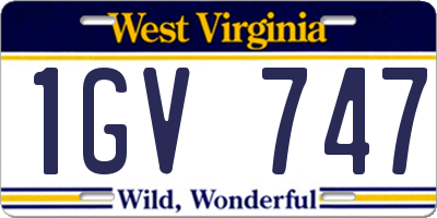 WV license plate 1GV747